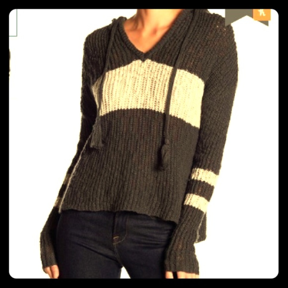 Sweet Romeo stripe open knit hoodie